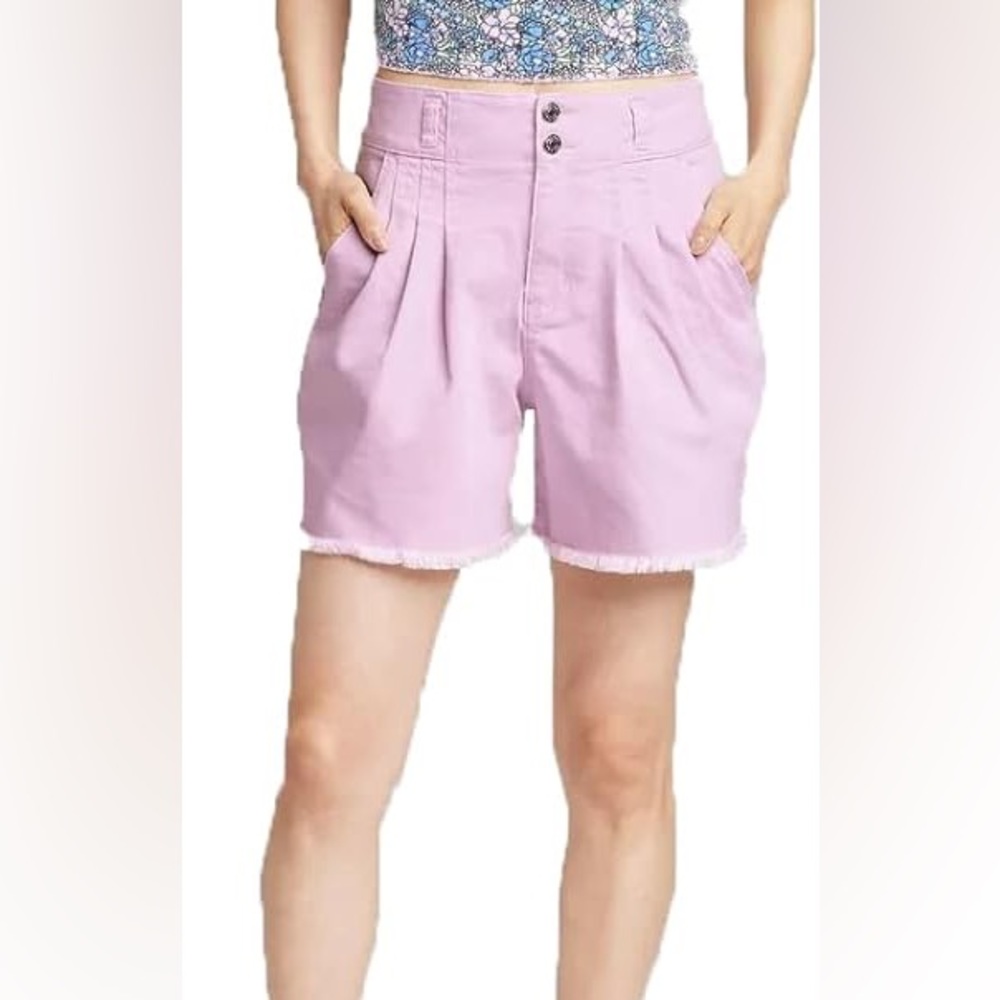 Women's Super-High Rise Pleated Bermuda Jean Shorts